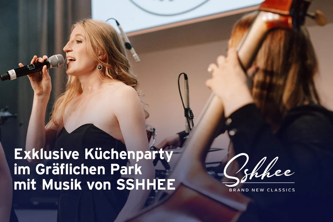 Küchenparty im Graeflichen Park mit schönen Gartenblick und kulinarischen Spezialitäten.